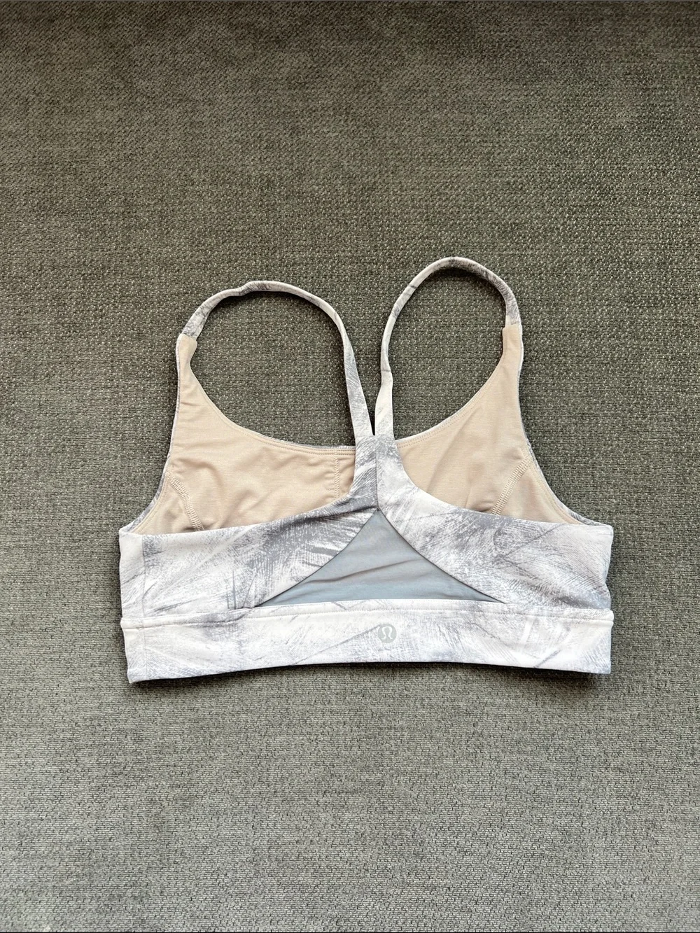 lululemon athletica White and Gray Marble Print Sports Bra